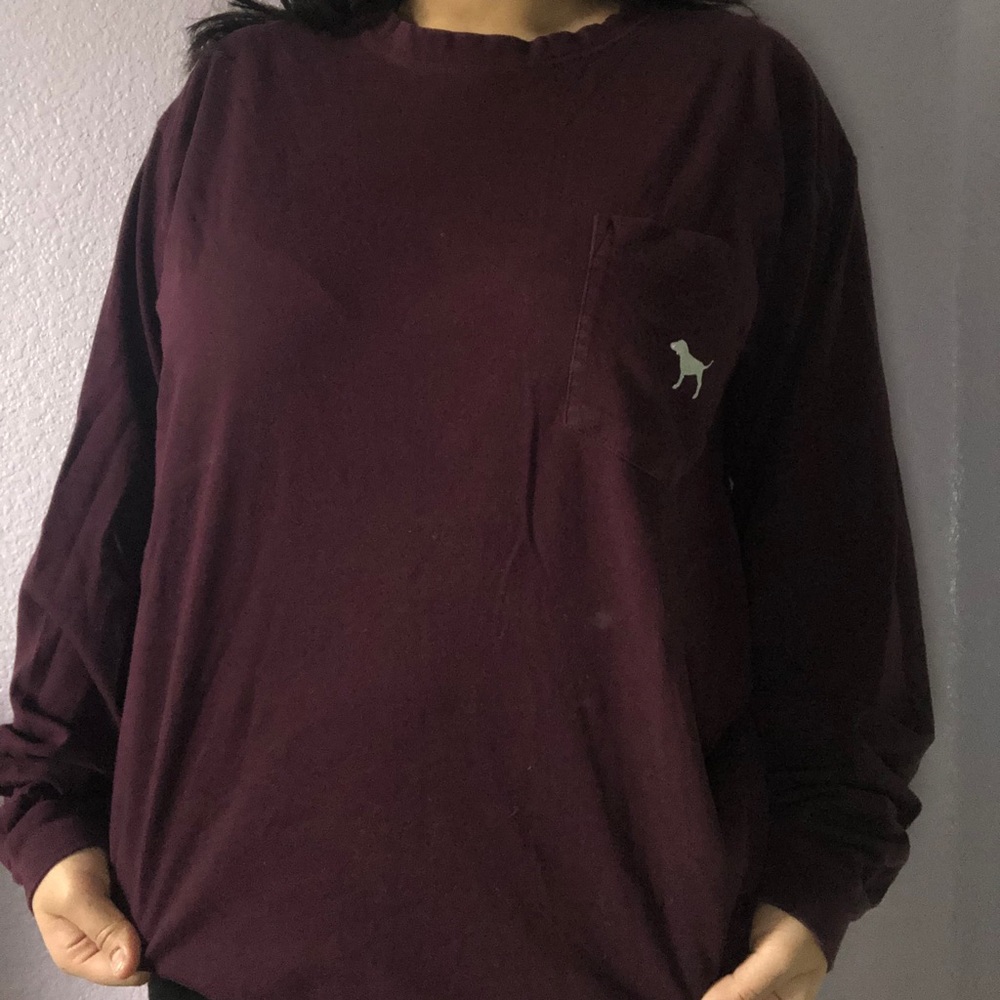 Pink Purple Sparkly Longsleeve Pocket Tee Shirt